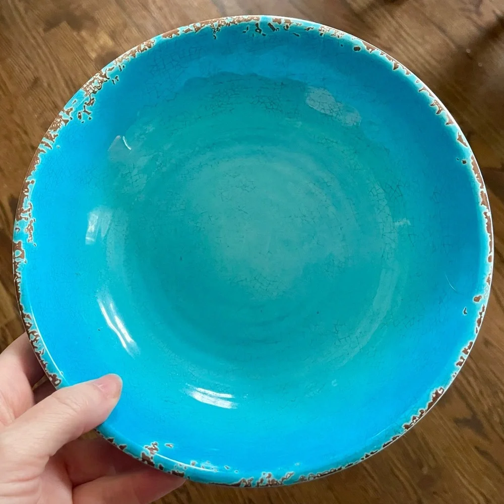Set of 4 Williams Sonoma Rustic Melamine Bowl Turquoise